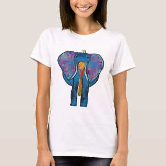 Bunter Elefant- und Vogelfreund auf T - Shirt