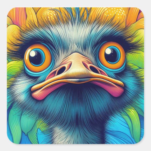 "Bunter Emu" Aufkleberbogen Quadratischer Aufkleber (Vorderseite)