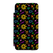 Bunter Entwurf des Hintergrundes für Kinder Incipio iPhone Geldbeutel-Hülle (Folio Vorderseite)