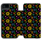 Bunter Entwurf des Hintergrundes für Kinder Incipio iPhone Geldbeutel-Hülle (Folio Geöffnet)