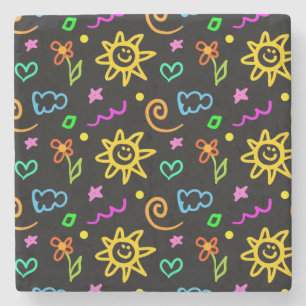 Bunter Entwurf des Hintergrundes für Kinder Steinuntersetzer