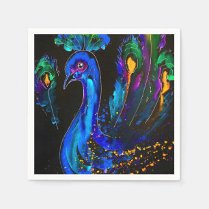 Bunter Fantasie-Pfau Serviette