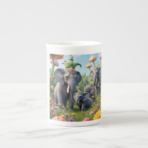 Bunter, fantastischer Elefant-Becher Porzellantasse