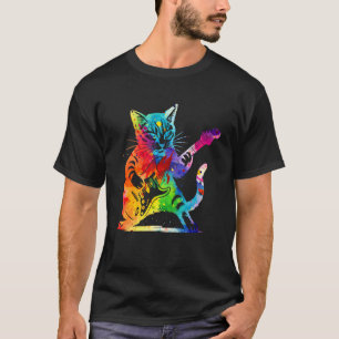 Bunter Felsbrocken Katze spielt Gitarre Lustige Gi T-Shirt