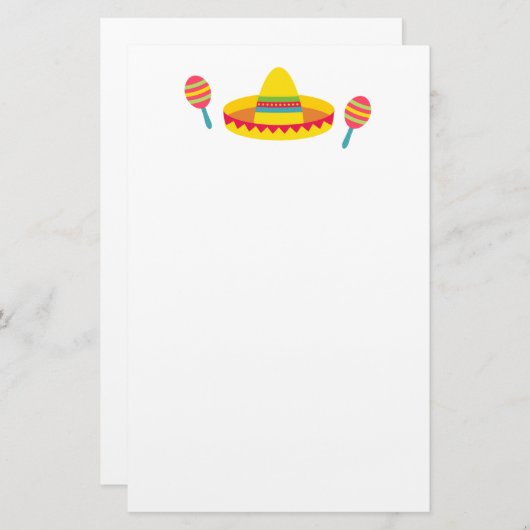 Bunter Fiestasombrero-Hut Maracas Briefpapier (Vorne/Hinten)