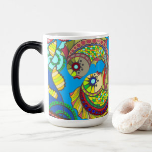 Bunter Fisch & Blumenvase-Mug Verwandlungstasse
