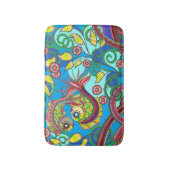 Bunter Fisch & Blumige Kunst Badematte  (Vorderseite Vertikal)