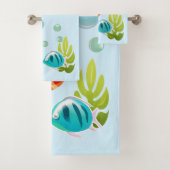 Bunter Fisch mit Bläschen und Algen Badhandtuch Set (Insitu)