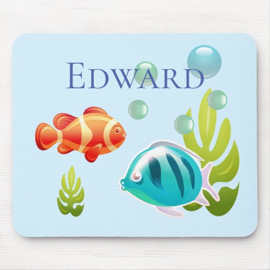 Bunter Fisch mit Bläschen und Algen Mousepad (Vorne)