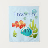 Bunter Fisch mit Bläschen und Algen Wandteppich (Vorderseite)