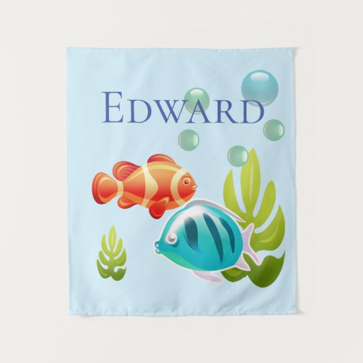 Bunter Fisch mit Bläschen und Algen Wandteppich (Vorderseite)