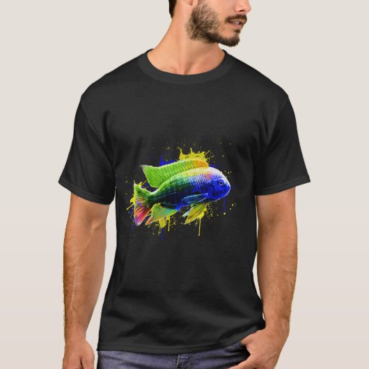 Bunter Fisch - Pinsel T-Shirt (Vorderseite)