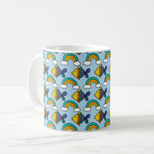 Bunter Fisch und Regenbogen-Mug Kaffeetasse (Vorderseite Links)