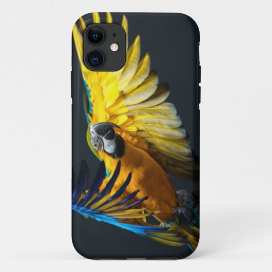 Bunter Fliegen Ara auf einem dunklen Hintergrund Case-Mate iPhone Hülle (Rückseite)