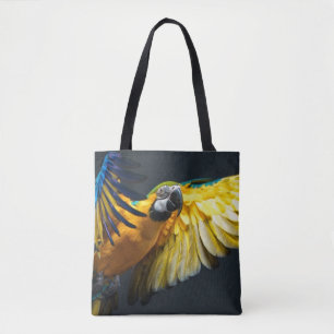 Bunter Fliegen Ara auf einem dunklen Hintergrund Tasche