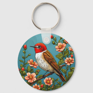 Bunter Fliegenschnäpper Vogel Schlüsselanhänger