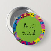 Bunter floraler 13. Geburtstag-Button Button (Vorne & Hinten)