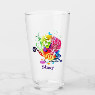 Bunter floraler Eidechse Glas