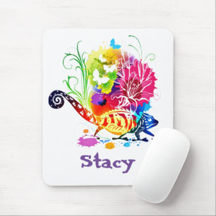 Bunter floraler Eidechse  Mousepad