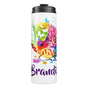 Bunter floraler Leguan personalisiert Thermosbecher