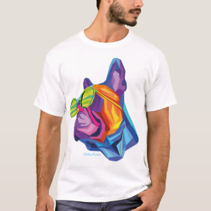 Bunter französischer Bulldoggen-Welpe im Sommer T-Shirt