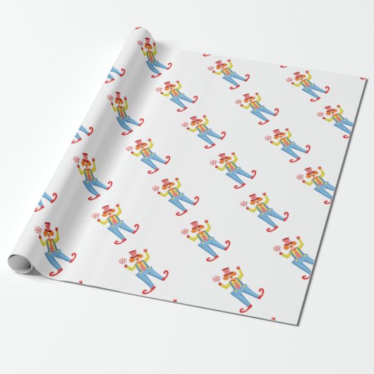 Bunter freundlicher Clown mit Lollypop in Geschenkpapier (Ungerollt)