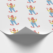 Bunter freundlicher Clown mit Lollypop in Geschenkpapier (Ecke)