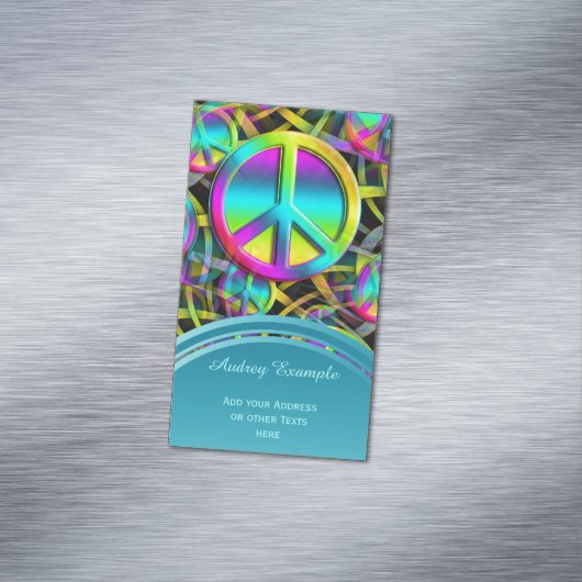 Bunter FRIEDENSnahtloses Muster + Ihre Ideen Magnetische Visitenkarte (Beispiel)