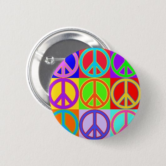 Bunter Friedenszeichen-Entwurf Button (Vorne & Hinten)