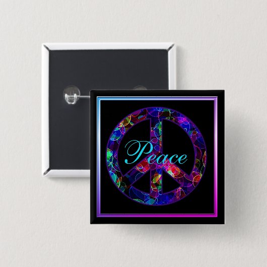Bunter Friedenszeichen-Knopf Button (Vorne & Hinten)