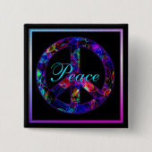 Bunter Friedenszeichen-Knopf Button (Vorderseite)