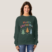 Bunter Frohe Weihnachten Baum Sweatshirt (Vorne ganz)