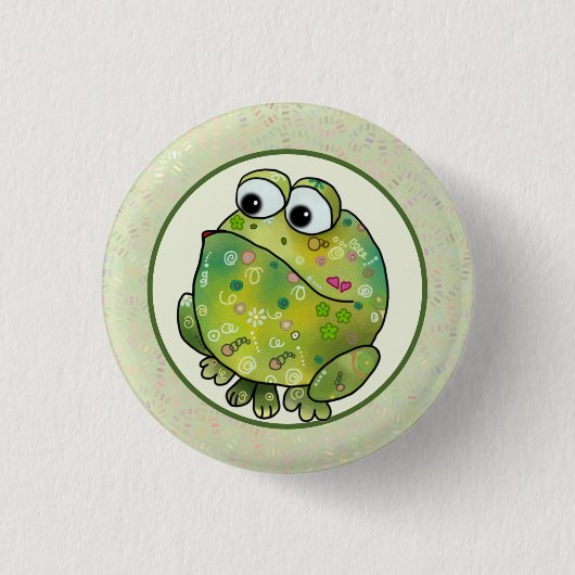 Bunter Frosch Button (Vorderseite)
