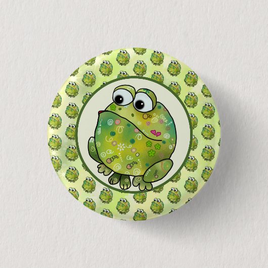 Bunter Frosch Button (Vorderseite)
