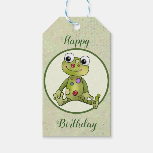 Bunter Frosch Geschenkanhänger (Vorderseite)