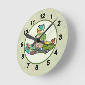 Bunter Frosch  Runde Wanduhr (Winkel)