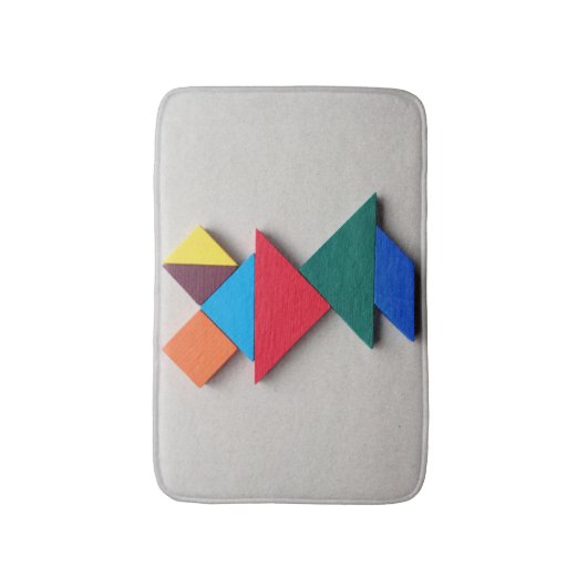 Bunter Frosch Tangram Badematte (Vorderseite Vertikal)