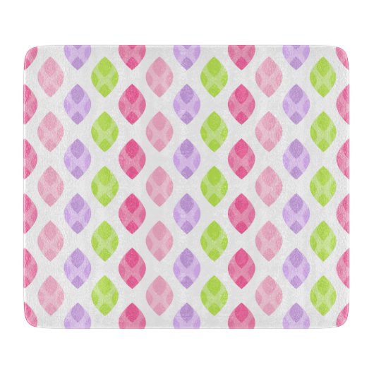 Bunter Frühling verlässt rosa grünes lila Muster Schneidebrett (Vorderseite)