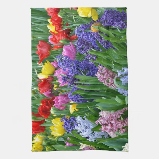 Bunter Frühlings-Blumengarten Handtuch (Vertikal)