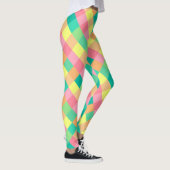 Bunter Frühlings-Pastell-Karo Leggings (Rechts)