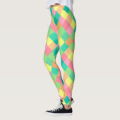 Bunter Frühlings-Pastell-Karo Leggings (Links)
