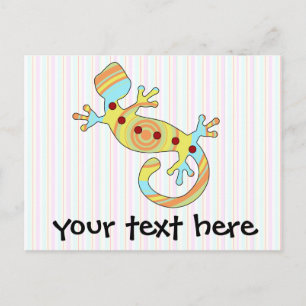 Bunter Fun Gecko Lizard Einladungspostkarte