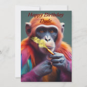 Bunter Funky Monkey mit Zigarre Einladung (Vorderseite)