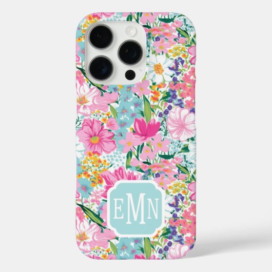 Bunter Garten Monogramm Case-Mate iPhone Hülle (Rückseite)