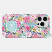 Bunter Garten Monogramm iPhone Hülle (Rückseite (Horizontal))