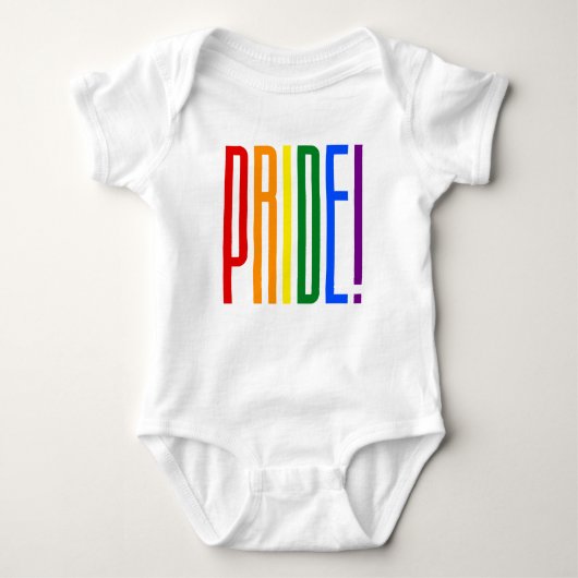 Bunter Gay Pride LGBT des Regenbogen-Text-LGBTQ Baby Strampler (Vorderseite)