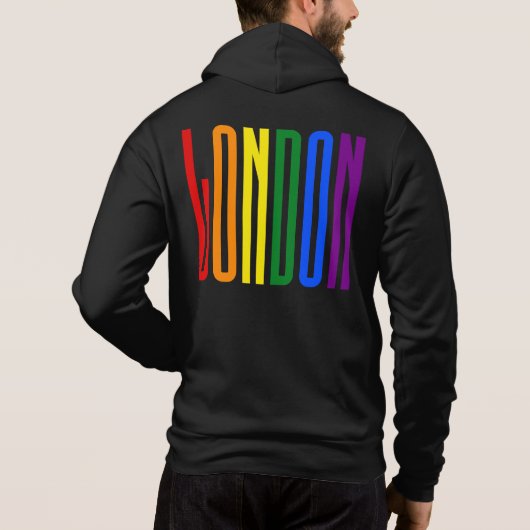 Bunter Gay Pride LGBT des Regenbogen-Text-LGBTQ Hoodie (Rückseite)