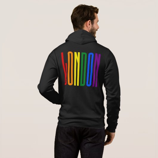 Bunter Gay Pride LGBT des Regenbogen-Text-LGBTQ Hoodie (Schwarz voll)