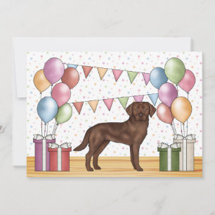 Bunter Geburtstag Chocolate Labrador Retriever Hun Einladung