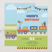 Bunter Geburtstag des Zuges Einladung (Vorne/Hinten)
